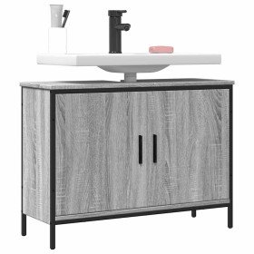 Armario lavabo baño madera ingeniería gris Sonoma 80x30x60 cm Armario lavabo baño madera ingeniería gris Sonoma 80x30x60 cm