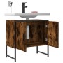 Armario lavabo baño madera ingeniería roble ahumado 60x33x60 cm