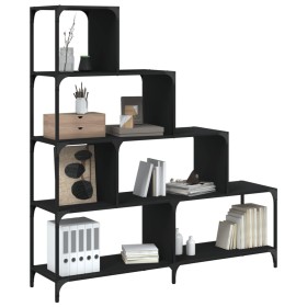 Librería con 4 peldaños madera ingeniería negro 139x33,5x149 cm Librería con 4 peldaños madera ingeniería negro 139x33,5x149 cm