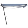 Toldo manual retráctil con LED azul y blanco 400x300 cm