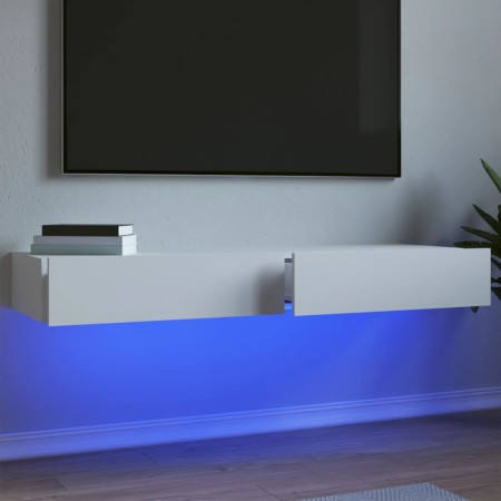 Muebles de TV con luces LED 2 unidades blanco 60x35x15,5 cm