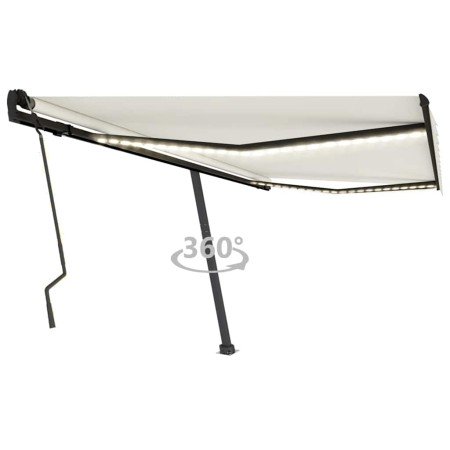 Toldo manual retráctil con LED crema 400x300 cm en Toldos | Comprar online en Foro24