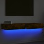 Muebles de TV con luces LED 2 uds roble ahumado 60x35x15,5 cm