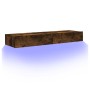 Muebles de TV con luces LED 2 uds roble ahumado 60x35x15,5 cm