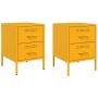 Mesitas de noche 2 uds acero amarillo mostaza 36x39x50,5 cm