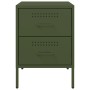 Mesita de noche de acero verde oliva 36x39x50,5 cm