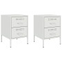Mesitas de noche 2 unidades acero blanco 36x39x50,5 cm