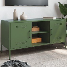 Mueble de TV de acero verde oliva 100,5x39x50,5 cm en Muebles TV | Comprar online en Foro24