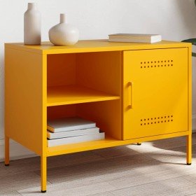 Mueble de TV de acero amarillo mostaza 68x39x50,5 cm Mueble de TV de acero amarillo mostaza 68x39x50,5 cm