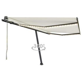 Toldo automático con LED sensor de viento crema 400x300 cm Toldo automático con LED sensor de viento crema 400x300 cm