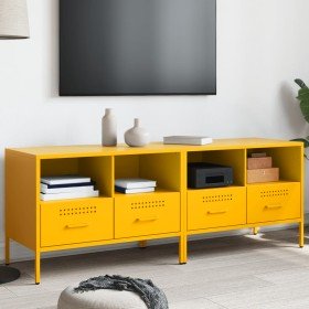 Muebles para TV 2 unidades acero amarillo mostaza 68x39x50,5 cm