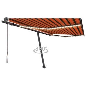 Toldo automático LED sensor de viento naranja marrón 400x300 cm Toldo automático LED sensor de viento naranja marrón 400x300 cm