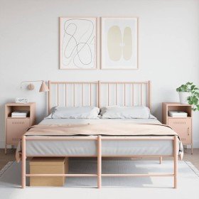 Mesitas de noche 2 unidades acero rosa 36x39x68 cm en Mesitas de noche | Comprar online en Foro24