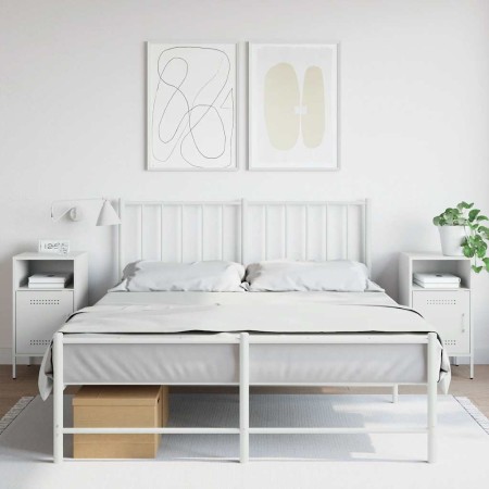 Mesitas de noche 2 unidades acero blanco 36x39x68 cm