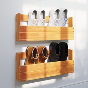 Estantes zapatos pared 2 uds madera pino marrón 59x8,5x23,5 cm en Zapateros y organizadores de calzado | Comprar online en Foro2