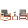 Juego de muebles jardín 3 pzas madera maciza pino marrón cera