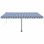 Toldo automático LED sensor de viento azul y blanco 450x300 cm