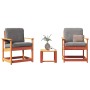 Juego de muebles jardín 3 pzas madera maciza pino marrón cera