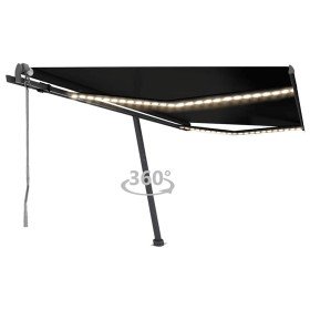 Toldo automático con LED y sensor de viento antracita 450x300cm Toldo automático con LED y sensor de viento antracita 450x300cm