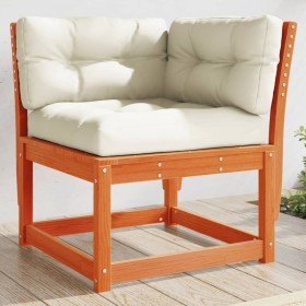 Sofá esquinero jardín y cojines madera pino marrón 73x73x78 cm