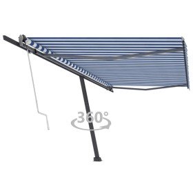 Toldo de pie automático azul y blanco 500x300 cm Toldo de pie automático azul y blanco 500x300 cm
