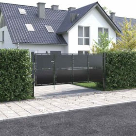 Puerta de jardín de acero gris antracita 350x125 cm