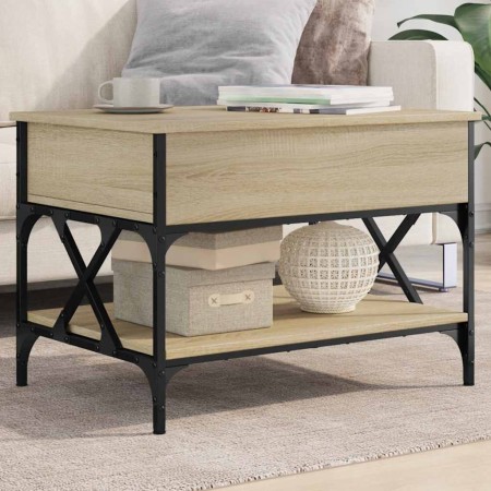 Mesa de centro madera ingeniería metal roble Sonoma 70x50x50 cm en Mesas de centro | Comprar online en Foro24
