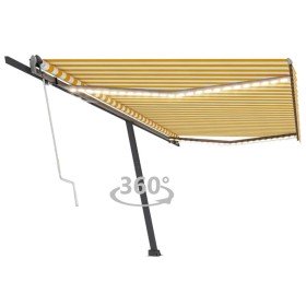 Toldo automático LED sensor de viento amarillo blanco 500x300cm Toldo automático LED sensor de viento amarillo blanco 500x300cm