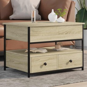 Mesa de centro madera ingeniería metal roble Sonoma 70x50x50 cm Mesa de centro madera ingeniería metal roble Sonoma 70x50x50 cm