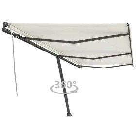 Toldo de pie retráctil manual crema 600x300 cm Toldo de pie retráctil manual crema 600x300 cm