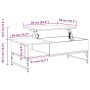 Mesa de centro madera ingeniería metal roble humo 100x50x35 cm