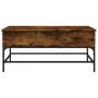 Mesa de centro madera ingeniería metal roble humo 100x50x45 cm