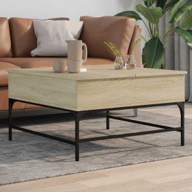 Mesa de centro madera ingeniería metal roble Sonoma 80x80x45 cm en Mesas de centro | Comprar online en Foro24