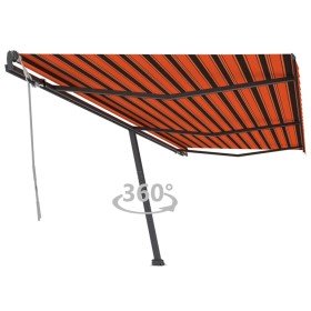 Toldo de pie retráctil manual naranja y marrón 600x300 cm Toldo de pie retráctil manual naranja y marrón 600x300 cm