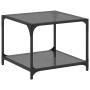 Mesa de centro superficie vidrio negro y acero 50x50x40 cm