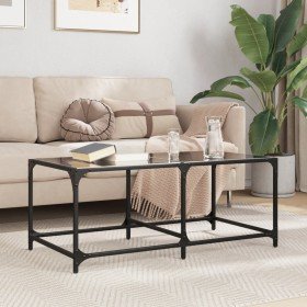 Mesa de centro superficie de vidrio acero negra 98,5x50x40 cm en Mesas de centro | Comprar online en Foro24