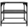 Mesa de centro superficie vidrio 2 uds acero negro 50x50x45 cm