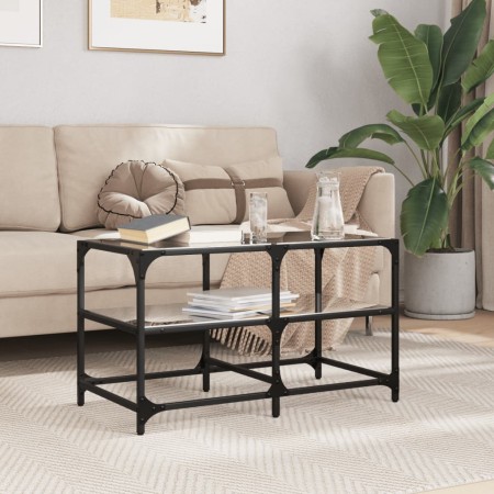 Mesa de centro superficie de vidrio acero negra 78,5x40x45 cm