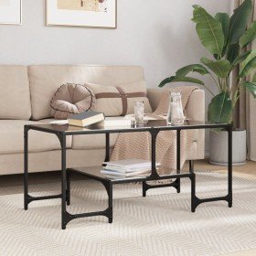 Mesa de centro superficie de vidrio acero negra 98,5x50x45 cm en Mesas de centro | Comprar online en Foro24