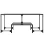 Mesa de centro superficie de vidrio acero negra 98,5x50x45 cm