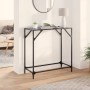 Mesa consola con superficie de vidrio negro acero 80x35x81 cm