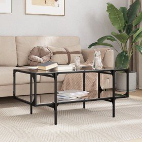 Mesa de centro superficie de vidrio acero negra 98,5x50x45 cm Mesa de centro superficie de vidrio acero negra 98,5x50x45 cm