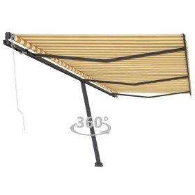 Toldo de pie automático amarillo y blanco 600x300 cm Toldo de pie automático amarillo y blanco 600x300 cm