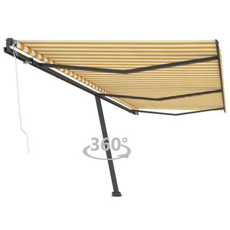 Toldo de pie automático amarillo y blanco 600x300 cm en Toldos | Comprar online en Foro24