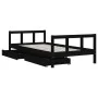 Kinderbettgestell mit Schubladen schwarzes Holz 90x190 cm von vidaXL, Kinderbetten und Betten für Kinder - Ref: Foro24-834419...