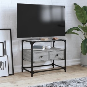 Mueble TV cristal y madera ingeniería gris Sonoma 60x35x51 cm Mueble TV cristal y madera ingeniería gris Sonoma 60x35x51 cm