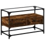 Mueble TV cristal y madera ingeniería roble ahumado 80x35x51 cm