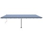 Toldo automático LED sensor de viento azul y blanco 600x300 cm