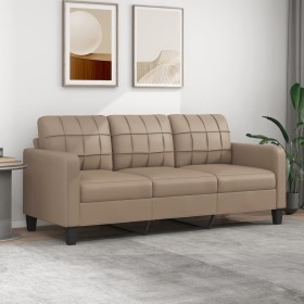 Sofá de 3 plazas de cuero sintético color capuchino 180 cm de vidaXL, Sofás - Ref: Foro24-359126, Precio: 270,85 €, Descuento: %