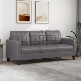 Sofá de 3 plazas de cuero sintético gris 180 cm
